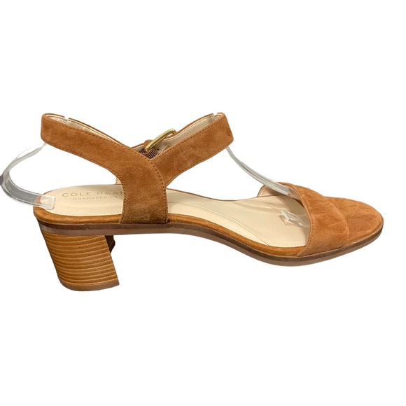 Cole Haan Anette Suede Block Heel Sandals Brown Open Toe Womens 10B - Picture 3 of 9